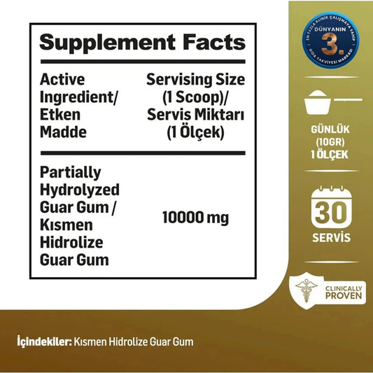 Kiperin Fiber (300 g) – 100% Natural Partially Hydrolyzed Guar Gum Dietary Supplement