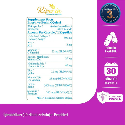 Double-Hydrolyzed Multi Collagen Capsules – ATP, Hyaluronic Acid, D3, Biotin, Selenium, Zinc & Vitamin C