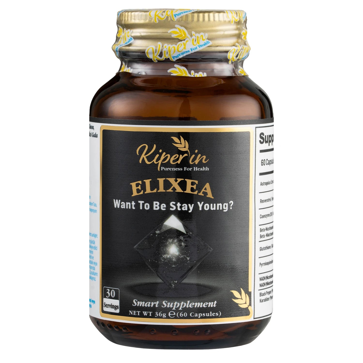 Kiperin Elixea – Resveratrol, Glutathione, Coenzyme Q10, NMN, NADH & PQQ – 60 Capsules