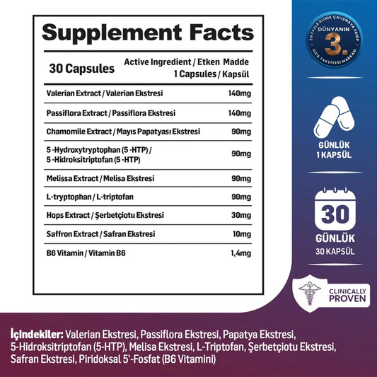 Kiperin Calm – Passionflower, Saffron, 5-HTP, Valerian & 9 Ingredients, 30-Day Supply