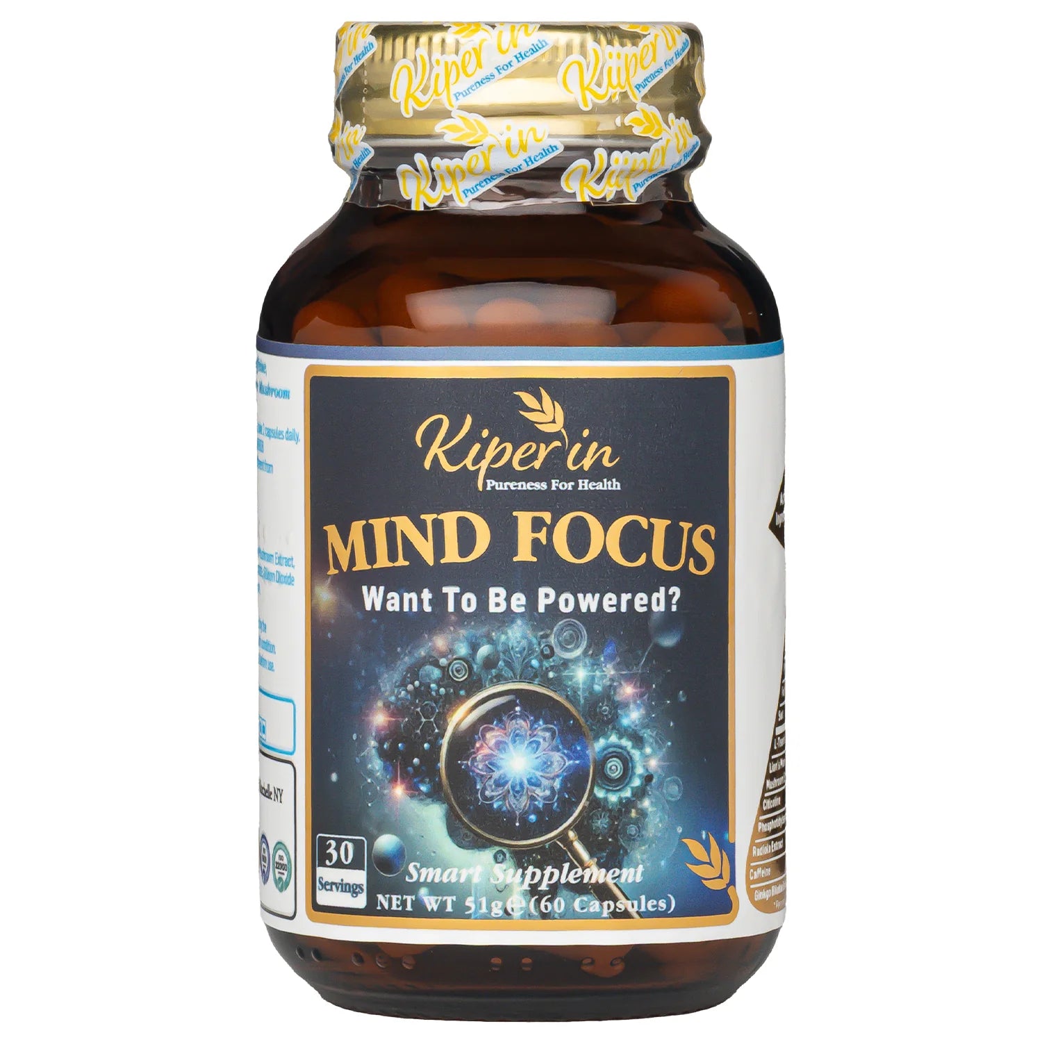 Kiperin Mind Focus – Lion’s Mane, Citicoline, Rhodiola & L-Theanine – 1,440 mg