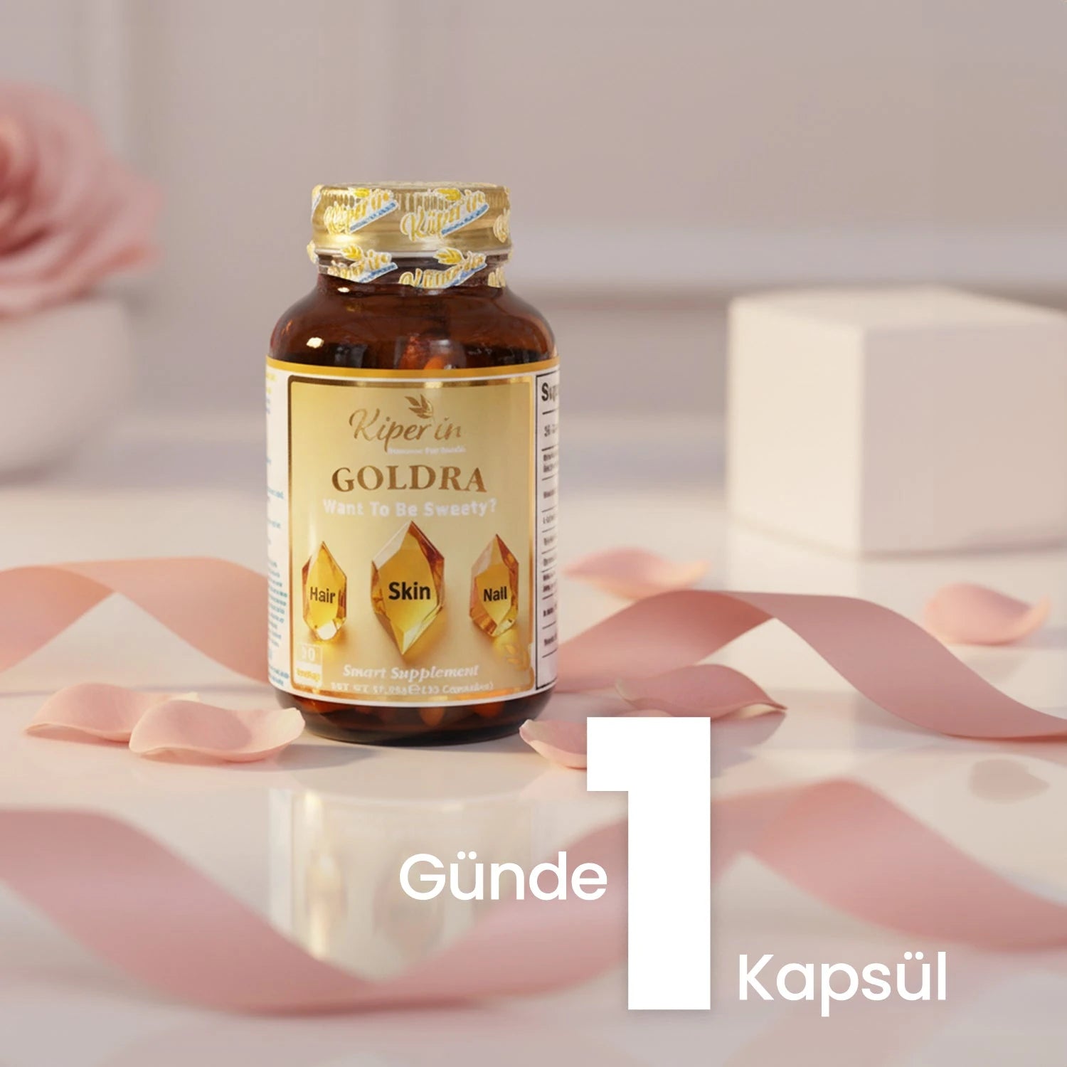 Kiperin Goldra – Biotin, Keratin, Grape Seed & Hyaluronic Acid – 30 Capsules