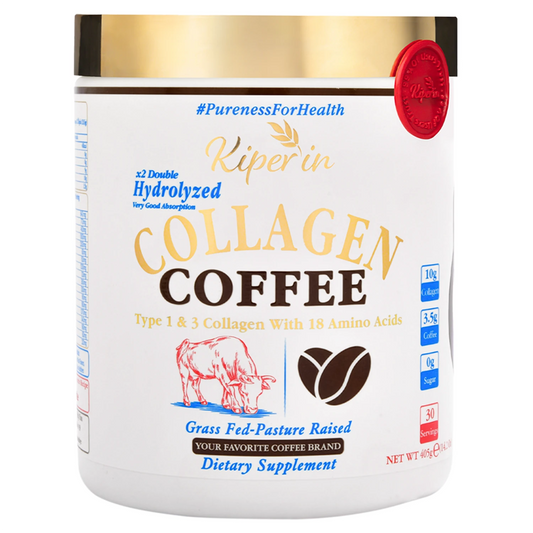 Kiperin Coffee Collagen – Coffee-Flavored Double-Hydrolyzed Pure Collagen Peptides – 30-Day Supply