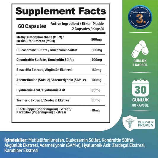 Kiperin Flexura – Glucosamine, MSM, Chondroitin, Boswellia, SAM-e & Hyaluronic Acid – 60 Capsules