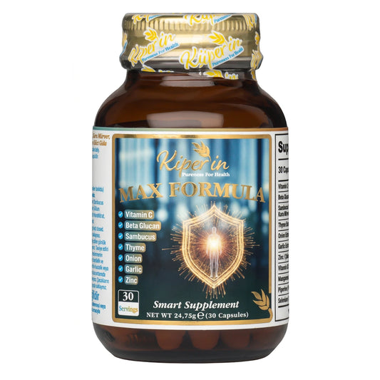 Kiperin Max Formula – Vitamin C, Beta-Glucan, Elderberry, Garlic, D3 & Zinc – 30 Capsules